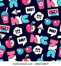 trendy seamless vector american pattern with labels