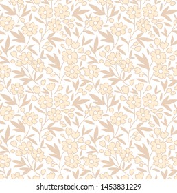 Trendy seamless vector floral pattern. Endless print made of small pink flowers. Summer and spring motifs. White background.Vector illustration.
