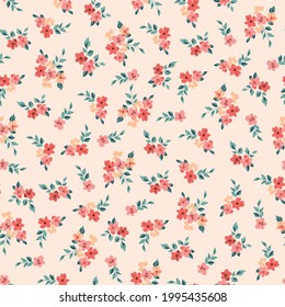 Trendy seamless vector floral pattern of small flowers on background