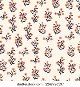 Trendy seamless vector floral pattern, for fabric, fashion prints on light yellow background
