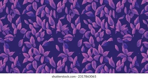 Trendy seamless vector floral pattern. Contemporary print made of flowers and leaves pattern. Summer and spring motifs. Purple flower bouquet. Botanic floral Tile.