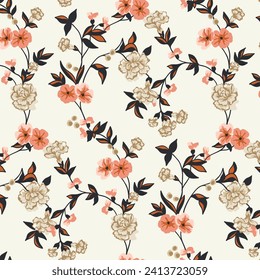 Trendy seamless vector floral pattern. Seamless print made of small flowers. Summer and spring motifs.