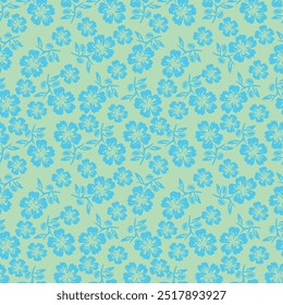 Trendy nahtlose Vektor Blumenmuster. Endloser Druck aus kleinen bunten Blumen, Blättern und Beeren. Sommer- und Frühlingsmotive. dunkelblauer Hintergrund.Vektorgrafik