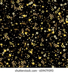 Trendy seamless vector floral pattern. Endless print made of small flowers, leaves and branches. Summer and spring motifs. Retro, country, shabby chic style. Background, fabric, wallpaper, cloth, card