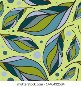 Trendy seamless vector pattern with colorful tropical leaves. Template for trendy textile print and texture for packaging.