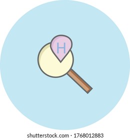 Trendy search hotel icon on blue background for web and mobile graphic.