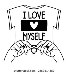 Trendy self-love vector art for t-shirts, featuring modern typography and a positive message. Perfect for fashion graphics, apparel prints, and digital designs. Editable, high-quality, and stylish