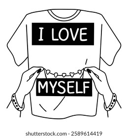 Trendy self-love vector art for t-shirts, featuring modern typography and a positive message. Perfect for fashion graphics, apparel prints, and digital designs. Editable, high-quality, and stylish