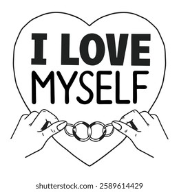 Trendy self-love vector art for t-shirts, featuring modern typography and a positive message. Perfect for fashion graphics, apparel prints, and digital designs. Editable, high-quality, and stylish