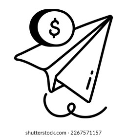 Trendy send money hand drawn icon 