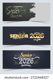 Un moderno Paquete de Anuncio Senior 2026 con pinceladas, tipografía atrevida y diseños artísticos dinámicos