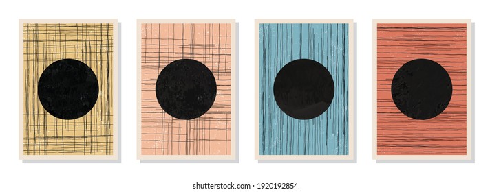 Trendy set of A4 abstract minimalist hand painted compositions. Contemporary wall art decor. Mid century modern artwork. Aesthetic watercolor textured organic shapes. Minimalist backgrounds. CMYK
