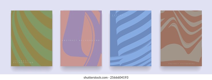 Trendy Set Abstract 3D Pattern with Purple, Blue, Brown, Green Color. Modern Background for Poster, Website, Placard, Cover, Advertising. Vector Illustration.