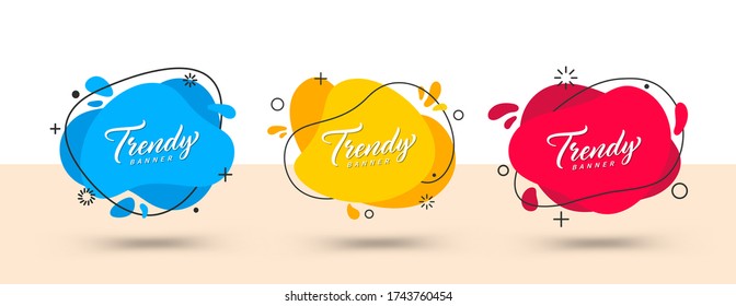 Trendy set of abstract banners. Vector bright template banners. Template ready for use in web or print design.