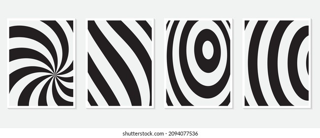 Conjunto de moda de composición artística creativa abstracta. Imagen vectorial en blanco negro del patrón de plegado para la decoración de paredes, postales o folletos.