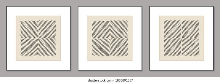 Trendy Set von abstrakten, kreativen minimalen künstlerischen Zeichnungen, ideal für Kunstgalerie, Wanddekoration, Inneneinrichtung, Vektorgrafik
