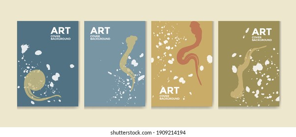 Trendy set of abstract creative minimal artistic for wall decoration, as postcard or brochure design, social media post, vector illustration