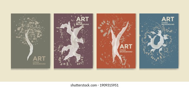 Trendy set of abstract creative minimal artistic for wall decoration, as postcard or brochure design, social media post, vector illustration
