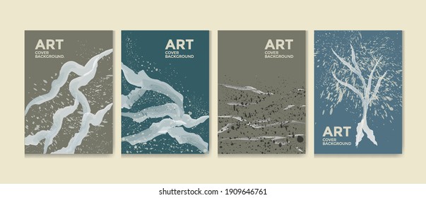 Trendy set of abstract creative minimal artistic for wall decoration, as postcard or brochure design, social media post, vector illustration