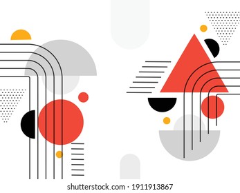 Trendy set of abstract creative minimal artistic hand painted compositions and with watercolor stain elements vector for wall decoration, postcard or brochure cover design