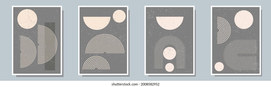 Trendy set of abstract creative minimal artistic compositions ideal for wall decoration, as postcard or brochure design, vector illustration
