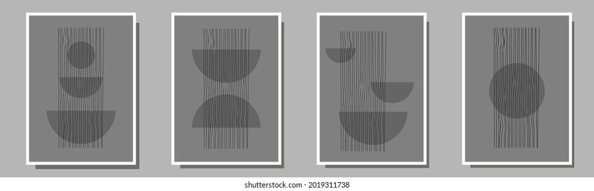 Trendy set of abstract creative minimal artistic compositions ideal for wall decoration, as postcard or brochure design, vector illustration