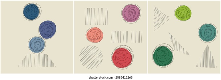 Trendy Set von abstrakten kreativen minimalen künstlerischen Kompositionen ideal für die Wanddekoration, als Postkarte oder Broschüren Design. Vektorgrafik