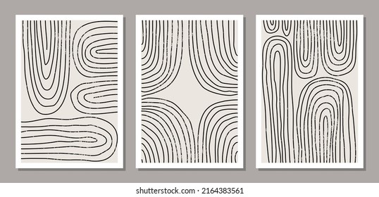 Trendy set of abstract creative minimal artistic hand sketched compositions