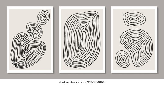 Trendy set of abstract creative minimal artistic hand sketched compositions