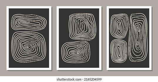 Trendy set of abstract creative minimal artistic hand sketched compositions