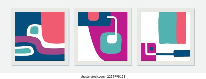 Trendy set of abstract creative minimal artistic compositions ideal for wall decoration, as postcard or brochure design, vector illustration, clothes and others.