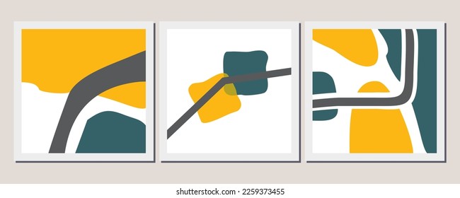 Trendy set of abstract creative minimal artistic compositions ideal for wall decoration, as postcard or brochure design, vector illustration, clothes and others.