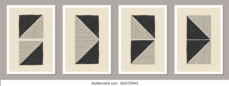 Trendy Set von abstrakter kreativer minimalistischer künstlerischer Komposition, ideal für die Wanddekoration, als Postkarte oder Broschürendesign, Vektorgrafik