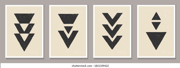 Trendy set of abstract creative minimalist artistic hand drawn composition ideal for wall decoration, as postcard or brochure design, vector illustration