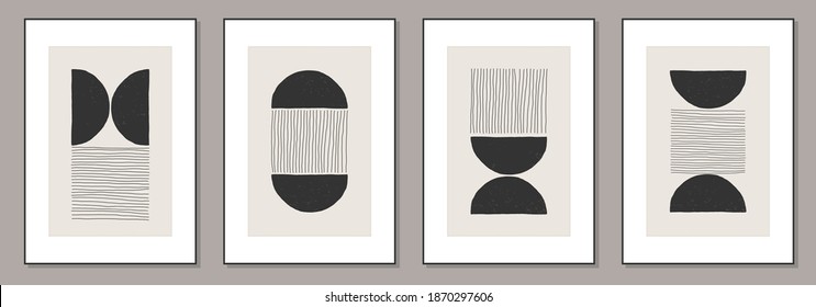 Trendy Set von abstrakter kreativer minimalistischer künstlerischer Komposition, ideal für die Wanddekoration, als Plakat- oder Broschürendesign, Vektorgrafik