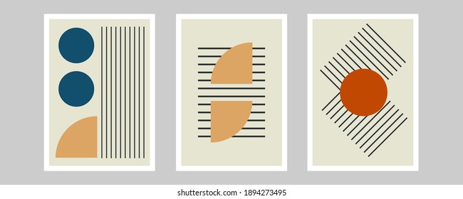 Trendy set of abstract creative minimalist artistic hand painted composition ideal for wall decoration, as postcard or brochure design, vector illustration
