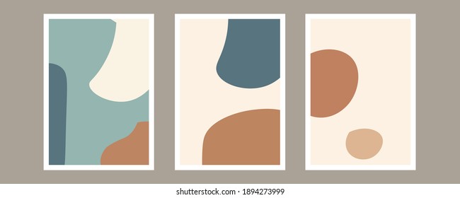 Trendy set of abstract creative minimalist artistic hand painted composition ideal for wall decoration, as postcard or brochure design, vector illustration

