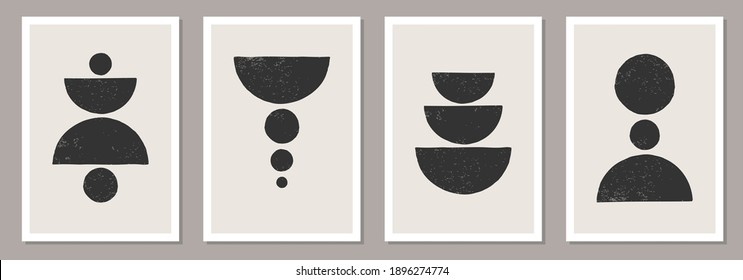 Trendy Set von abstrakter kreativer minimalistischer künstlerischer Komposition, ideal für die Wanddekoration, als Plakat- oder Broschürendesign, Vektorgrafik