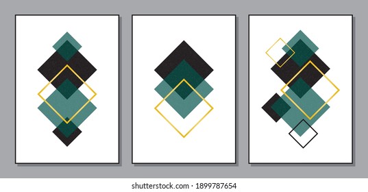Trendy set of abstract creative minimalist artistic geometric compositions ideal for art gallery, wall decoration, interior design, vector illustration