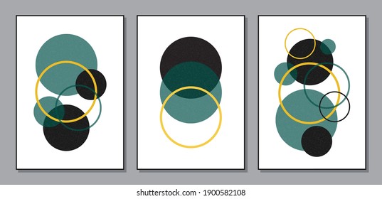 Trendy set of abstract creative minimalist artistic geometric compositions ideal for art gallery, wall decoration, interior design, vector illustration