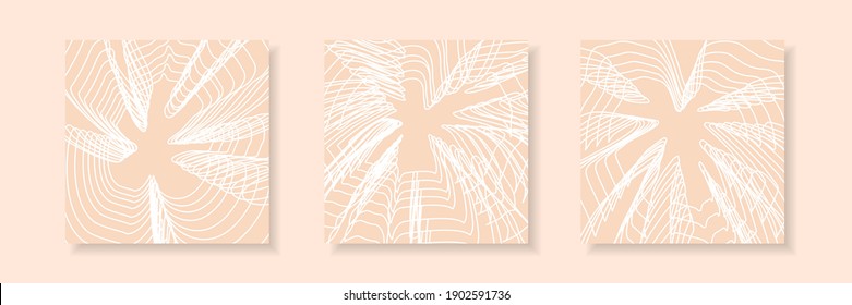 Trendy set of abstract creative minimalist artistic abstract line composition ideal for wall decoration, as postcard or brochure design, vector illustration