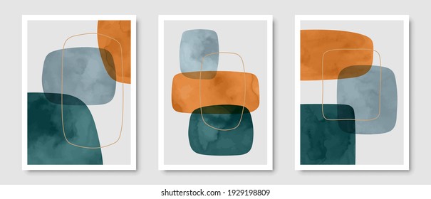 Trendy set of abstract creative minimalist artistic hand painted composition ideal for wall decoration, as postcard or brochure design, eps10 vector illustration.