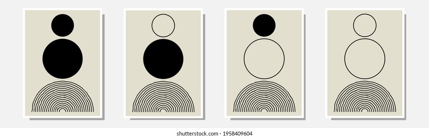 Conjunto de moda de composición artística artística abstracta y creativa de mano pintada ideal para la decoración de paredes, como diseño de postal o de folleto, ilustración vectorial