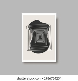 Trendy set of abstract creative minimalist artistic hand drawn composition ideal for wall decoration, as postcard or brochure design, vector illustration. Geometric wall art print set and decoration