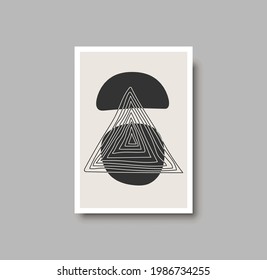 Conjunto de moda de composición artística artística abstracta creativa y minimalista ideal para la decoración de paredes, como diseño postal o de folleto, ilustración vectorial. Conjunto y decoración geométricos de las paredes