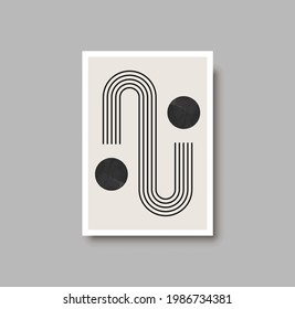 Trendy set of abstract creative minimalist artistic hand drawn composition ideal for wall decoration, as postcard or brochure design, vector illustration. Geometric wall art print set and decoration