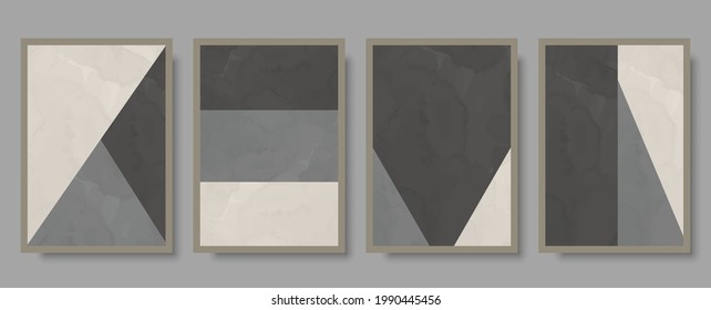 Conjunto de moda de composición artística abstracta creativa minimalista escandinava, ideal para la decoración de paredes, como diseño postal o de folleto, ilustración vectorial. Conjunto y decoración geométricos de las paredes