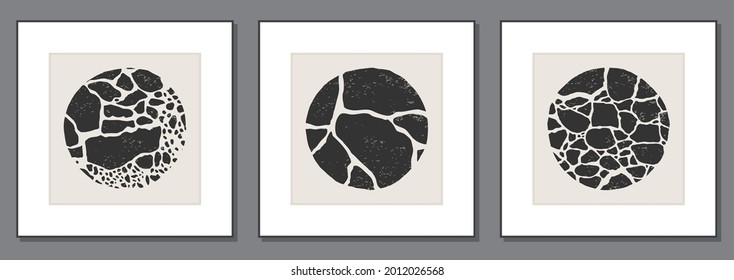 Trendy set of abstract creative minimalist artistic hand drawn composition