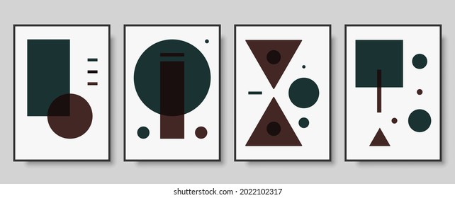 Conjunto de moda de composición artística artística abstracta y creativa artesanal, ideal para la decoración de paredes, como diseño postal o de folleto, ilustración vectorial. Afiche geométrico mínimo para el arte de la pared