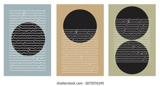 Trendy set of abstract creative minimalist artistic hand painted composition ideal for wall decoration, as postcard or brochure design, vector illustration